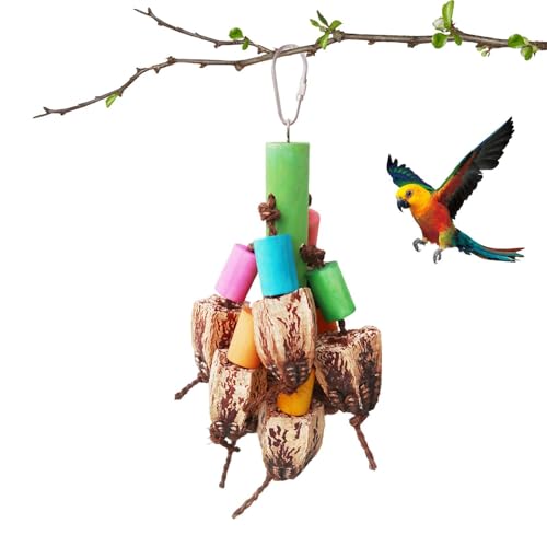 NevPuose kauspielzeug, Natural Bird Toys,Shredding Wood Spielzeug | Vogelkäfigzubehör, mit Metallhaken für, Kakadiantien, Conures, Sittiche von NevPuose