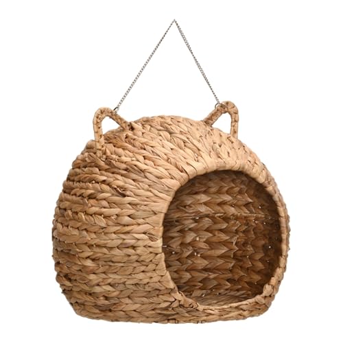 Wicker Cat House Bett - geflochtenes Weidenkatze, Rattan Wicker Kitten House Condo | Handgewebte hängbare Katzenhausbett, umweltfreundliche natürliche Katzenhausbett, perfekt für den Innen- und Außeng von NevPuose