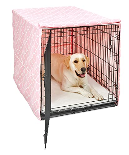New World BCVR-42PKT Hundebox-Abdeckung, Stoff mit Teflonschutz, für alle 107 cm langen Hundeboxen von New World und MidWest Homes for Pets, rosa Designer-Muster von New World
