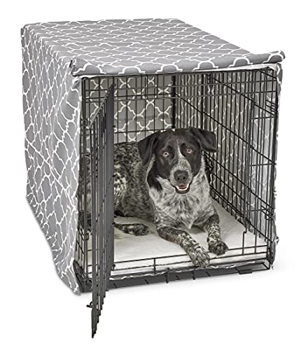 New World BCVR-36GYT Hundebox-Abdeckung, Stoff mit Teflonschutz, für alle 91 cm langen Hundeboxen von New World und MidWest Homes for Pets, hellgraues Designer-Muster von New World