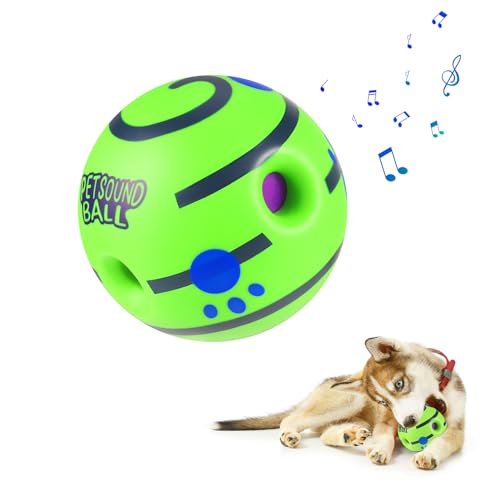 Newofview Hundespielzeug Ball, Interaktives Hundespielzeug, 5 Zoll Quietschspielzeug für Hunde Dog Giggle Ball mit Einzigartigen Geräuschen für das Hundewelpentraining von Newofview