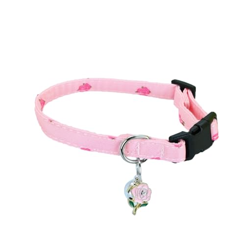 Newtensina Fashion Cute Flower Pattern Cat Collar with Flower Pendant Pedal Pendant for Cats - Pink von Newtensina