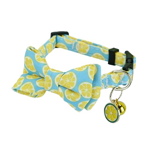 Newtensina Fashion Cute Fruits Pattern Cat Collar with Lemon Watermelon Pineapple Pendant for Cats - Blue von Newtensina