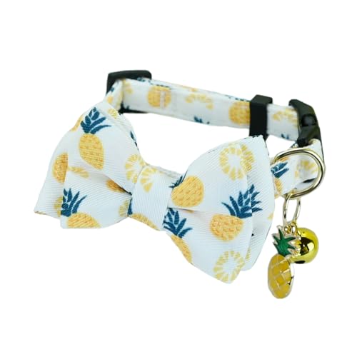 Newtensina Fashion Cute Fruits Pattern Cat Collar with Lemon Watermelon Pineapple Pendant for Cats - White von Newtensina