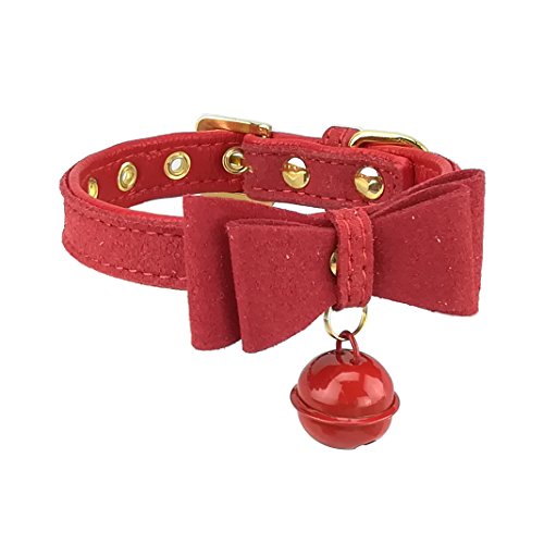 Newtensina Hundehalsband mit Glocken Fliege Hundehalsband weiche Wildleder Welpen Halsband für Hunde Katzen von Newtensina