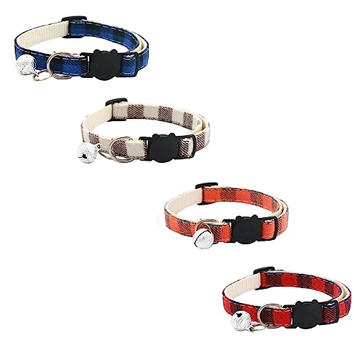 Newtensina Katzenhalsband, kariert, mit Glöckchen, Blau, Khaki, Orange, Rot, 4 Stück Newtensina Katzenhalsband, kariert, mit Glöckchen, Blau, Khaki, Orange, Rot, 4 Stück von Newtensina