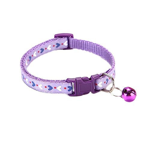 Newtensina Katzenhalsband mit Glöckchen, Herzform, Violett von Newtensina