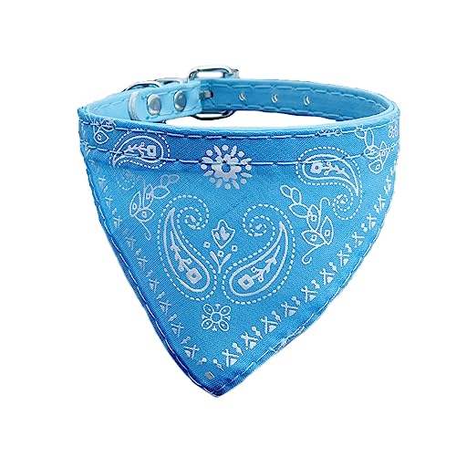 Newtensina Mode Hundebandana Halsband HundeHalsband Junge Mittel Bandana Hündchen Bandana mit Halsband für Hunde - Light Blue - S von Newtensina