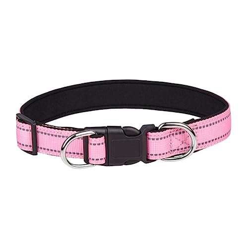 Newtensina Nylon Hundehalsband Weich Reflektierend Welpenhalsbänder für Mittlere Hunde Große Hunde - Rosa - M von Newtensina