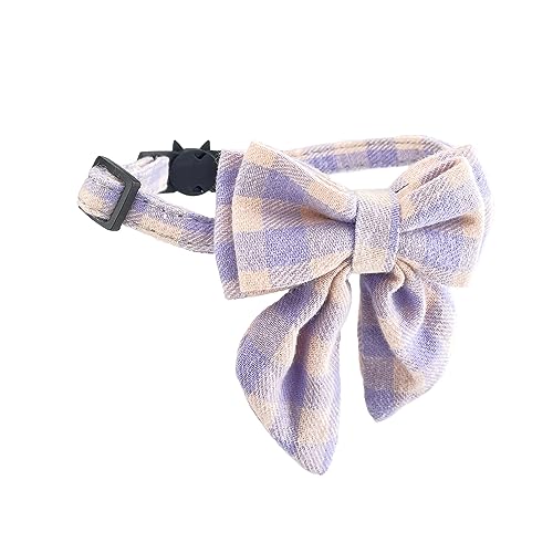 Newtensina Plaid Fliege Band Katze Halsband Polyester Kätzchen Halsband mit Glocke für Katzen - Lila von Newtensina