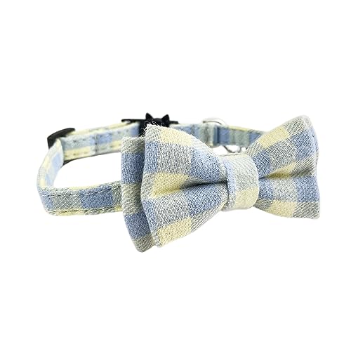 Newtensina Plaid Fliege Katze Halsband Polyester Kätzchen Halsband mit Glocke für Katzen - Blau von Newtensina