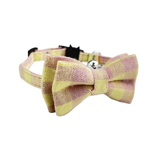 Newtensina Plaid Fliege Katze Halsband Polyester Kätzchen Halsband mit Glocke für Katzen - Rosa von Newtensina