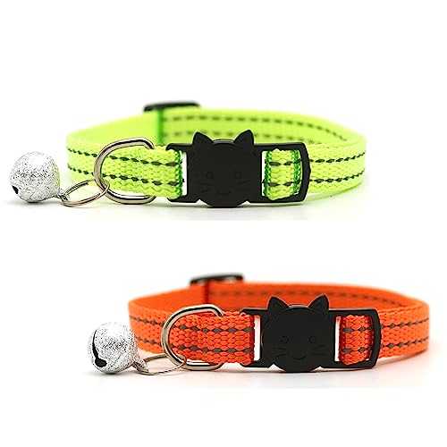 Newtensina Reflektierendes Katzenhalsband mit Glocken für Katze - GreenOrange von Newtensina