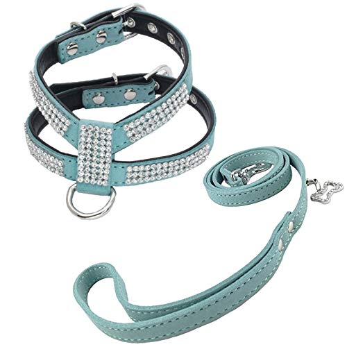 Newtensina Stilvoll Hundegeschirr mit Diamantes und Leine Nettes Mädchen Bling Kleines Hundegeschirr mit Leine für kleine Hunde von Newtensina