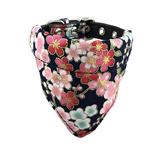 Newtensina Weich Bandana HundeHalsband Klassisch Blume Sakura Design Süß Bandana für Hunde Katzen - Black - XS von Newtensina