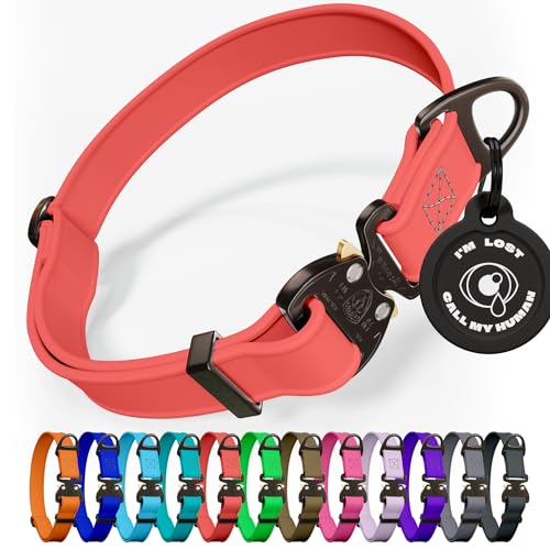 NexaPaw Biothane Hundehalsband mit Cobra-Schnalle Schnellverschluss Verstellbare, robuste Hundehalsbänder für mittelgroße und große Hunde – wasserdichtes taktisches Halsband von NexaPaw
