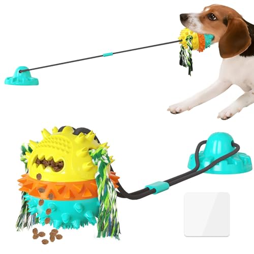 Hundespielzeug mit Saugnapf, Kauspielzeug Hundespielzeug mit Ball am Seil Unzerstörbares Kauspielzeug Spielzeug Quietschendes Ball Spielzeug mit Zahnreinigung Und Essensverteilung Funktion (Grün) von Nexoria
