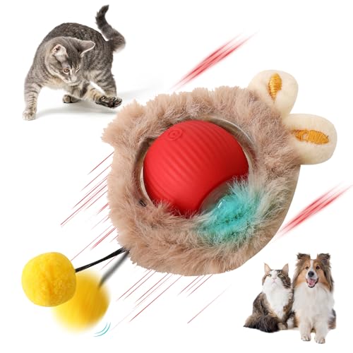 Interaktives Katzenspielzeug Katzenball, Katzenspielzeug Elektrisch Bewegliches Katzenspielzeug Katzenball mit LED Licht Katzenspielzeug Selbstbeschäftigung Interaktiver Katzenball für Katzen (Rot) von Nexoria