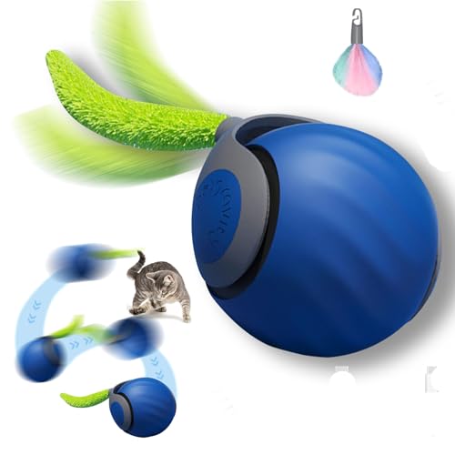 Interaktives Katzenspielzeug Katzenball, Katzenspielzeug Elektrisch Katzenball mit LED Licht Katzenspielzeug Interaktiv Katzenspielzeug Selbstbeschäftigung Katzenball Elektrisch für Katzen (Blau) von Nexoria