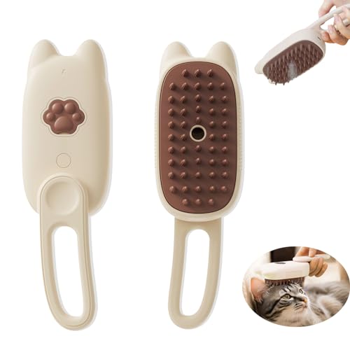 Katzenbürste Mit Dampf, Steamy Brush Katze 3-in-1-Dampfbürste Für Katzen Dampfbürste Hund Katzenbürste Dampf Bürste Katze Katze Pflege Bürste Haustier Haar Entfernung Kamm Für Katze Und Hund (White) von Nexoria