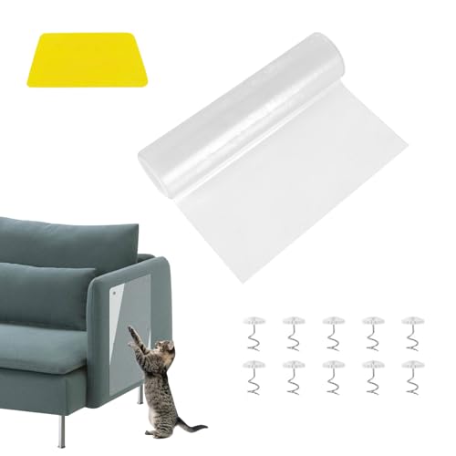 Kratzschutz Sofa Katze, Kratzfolie Katzen Selbstklebend Transparent Katzenschutz Fenster Anti Kratz Folie Selbstklebend mit Kratzer Pins Kratzschutz Sofa Kratzschutzfolie für Sofa Wand (20x300cm) von Nexoria