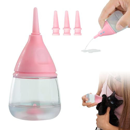 Nexoria Aufzuchtflasche, Kätzchen-Flaschen Aufzuchtmilch Katzen Haustier Milchflasche Katzen Pflegeflasche Mit Ersatznippeln Kätzchen-Nippelflasche Zum Stillen Katze Milch Fläschchen (Pink) von Nexoria