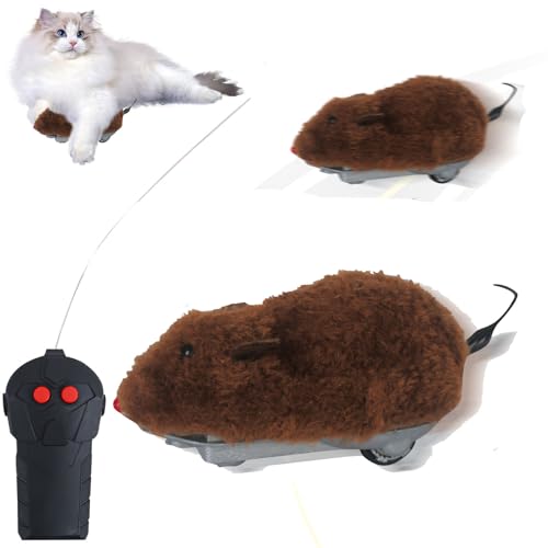 Nexoria Katzenspielzeug Elektrisch Spielmaus, Interaktives Katzenspielzeug Maus Katzen Spielzeug Selbstbeschäftigung USB Interaktives Katzen Spielmaus Ferngesteuerte Maus für Katzen (Braun) von Nexoria