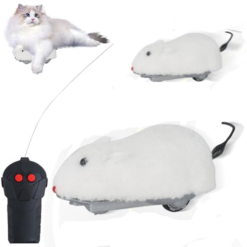 Nexoria Katzenspielzeug Elektrisch Spielmaus, Interaktives Katzenspielzeug Maus Katzen Spielzeug Selbstbeschäftigung USB Interaktives Katzen Spielmaus Ferngesteuerte Maus für Katzen (Weiß) von Nexoria