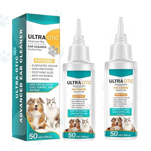 Nexoria Ohrenreiniger Für Hunde, 50ml Haustier Ohr Waschen Ohr MilbenBehandlung Für Hunde Entfernung Von Ohrenpuder Für Haustiere Ohrenreiniger Hund Für Hunde Katzen (2pcs) von Nexoria