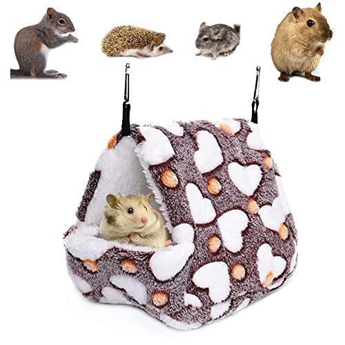 NganSuRong Hängemattennest Hamster Frettchen Kaninchen Meerschweinchen Ratten Mäuse Eichhörnchen Haustier Vogelbett Spielzeug Warm Mini Haus Höhle Hängender Käfig Kaffee (L(22 x 21 cm) von NganSuRong