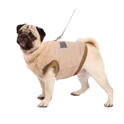 NiCoLa Fleece Hundepullover Kleine Hundekleidung, Winter Warme Grau Welpenkleidung mit D-Ring für kleine Hunde Jungen Mädchen (L, Braun) von NiCoLa