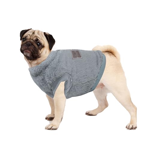 NiCoLa Fleece Hundepullover Kleine Hundekleidung, Winter Warme Grau Welpenkleidung mit D-Ring für kleine Hunde Jungen Mädchen (L, Grau) von NiCoLa