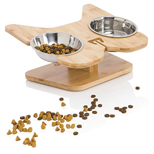 NibbleyPets Erhöhter Hundenapfständer mit Futter- und Wassernäpfen aus Edelstahl (3-teiliges Set) | Stehendes Essen und Trinken | Haustierfreundliches ergonomisches Design | perfekt für Hunde, von NibbleyPets