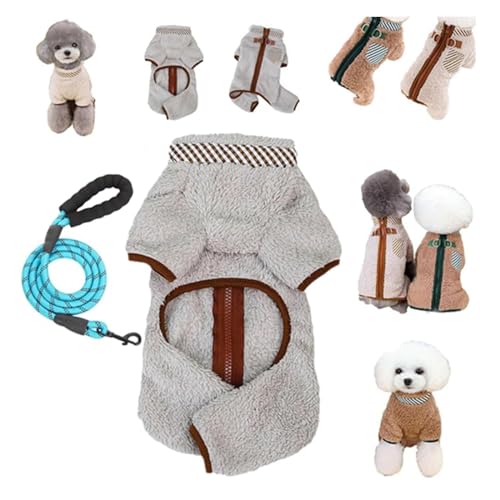 Hunde-Fleece-Doppelring-Thermokleidung, für kleine Hunde, Fleecepullover, Hunde-Fleecejacke, Hundepullover mit Ring für die Leine (Grau, XS) von Niblido