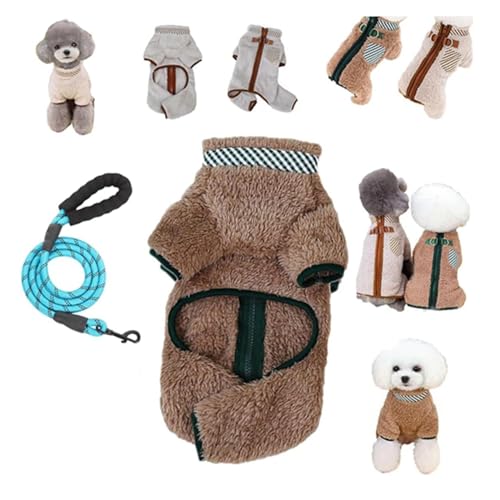 Hunde-Fleece-Doppelring-Thermokleidung, für kleine Hunde, Fleecepullover, Hunde-Fleecejacke, Hundepullover mit Ring für die Leine (Kaffee, Größe XL) von Niblido