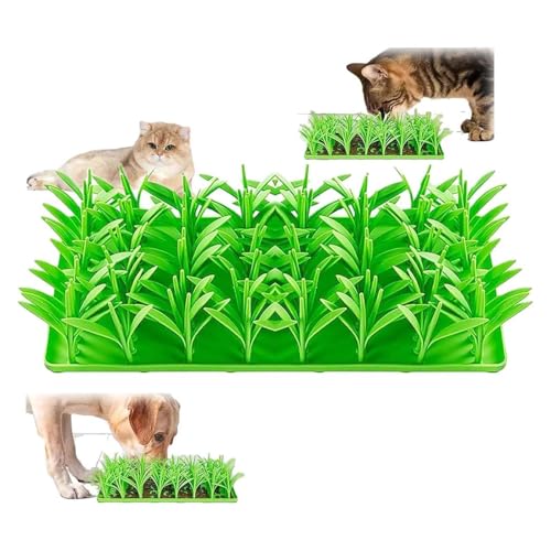 Silikon-Grasmatte für Katzen, Grasfuttermatte, Silikon, 3D, grünes Gras, Silikon, Slow Food-Matte, Katzengrasmatte, Lebensmittelspielzeug, Haustier-Kauspielzeug, Katzengrasmatte für Innenkatzen, von Niblido