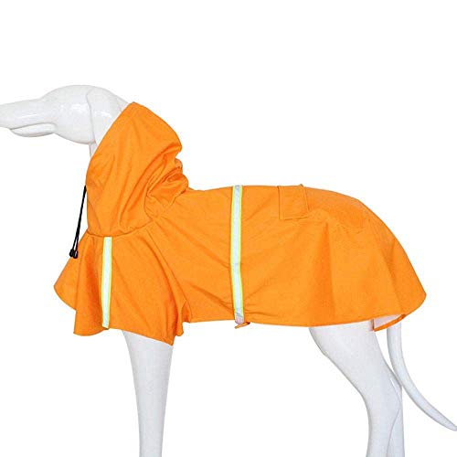 Nicfaky Hunderegenmantel, wasserdichte Hundejacke, Hundeponcho mit reflektierendem Streifen, für kleine und mittelgroße Hunde, Orange, Größe 5XL von Nicfaky