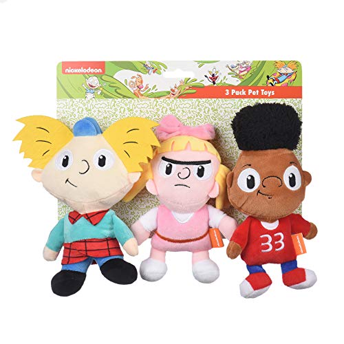 Nickelodeon Hey Arnold Hundespielzeug Arnold, Helga, Gerald, Plüsch, 15,2 cm, weicher Stoff, kleines Hundespielzeug – Hey Arnold Charakter, Hundespielzeug für alle Hunde aus den 90er von Nickelodeon