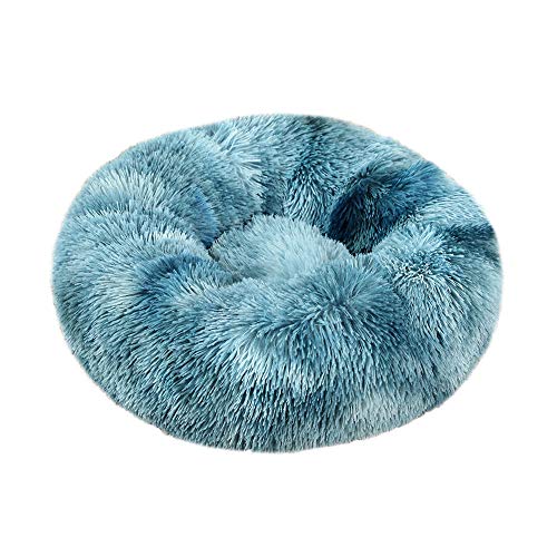 Nicole Knupfer Donut Rund Hunde Betten Katzen Plüsch Haustierbett Hundekissen Hundesofa Katzenbett Warm Weich Deluxes Schlafen Bett zum Katzen und Kleine Hunde Rutschfestes Waschbar (40,Blau2) von Nicole Knupfer