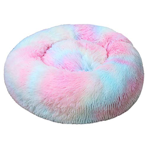 Nicole Knupfer Donut Rund Hunde Betten Katzen Plüsch Haustierbett Hundekissen Hundesofa Katzenbett Warm Weich Deluxes Schlafen Bett zum Katzen und Kleine Hunde Rutschfestes Waschbar (40,Rosa4) von Nicole Knupfer