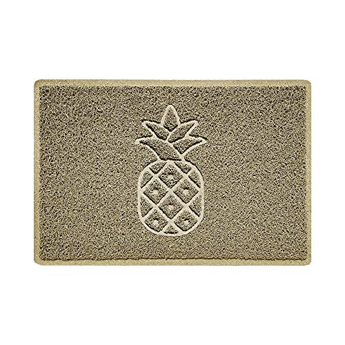 Nicoman Fußmatte mit Ananas-Prägung, Schmutzfangmatte, waschbar, für drinnen oder geschützte Außenbereiche, 60 x 40 cm, klein, Beige von Nicoman