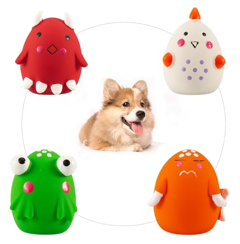 Nicoone Hund Weiche Latex Squeak Bälle 4Pcs Hund Quietschende Spielzeug Hund Quietschende Bälle Pet Latex Quietschende Spielzeug für Kleine Mittelgroße Hunde Jagen Kauen von Nicoone