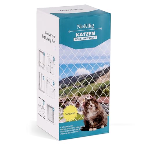 NieKilig Katzennetz für Balkon ohne Bohren, Katzen für Balkonen, Katzengitter Fenster, Zum ​Terrassen Und Fenstern (3mx6m) von NieKilig