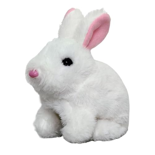 Niesel Realistischer interaktiver Hasen, realistischer Hasenplüsch,Stoffed Bunny Plush Interactive Toy | Pädagogische elektronische Haustierspielzeug Realistischer Kaninchen hüpfen zuckend Mund von Niesel