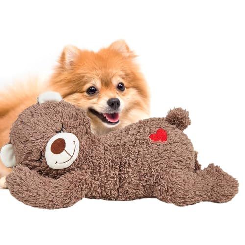 Pfotenmond -Kuscheltier Kuscheltier Für Hunde, Pfotenmond Kuschelbärchen Weiches Plush Hunde Herzschlag PlüschtierKuschelbär Beruhigendes Spielzeug Gefüllter Plüsch -Sensory Bär 30 Cm/11,82 Zoll von Niesel