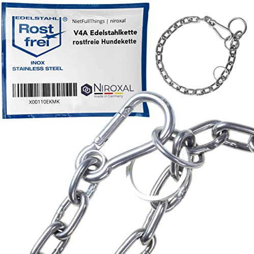 rostfreie Kombikette für Hunde - das ORIGINAL mit Zugstop - Edelstahl Hundekette Ketten Halsband kurzgliedrig - 6mm dick - Länge 55cm Halskette mit Zugbegrenzung von NietFullThings