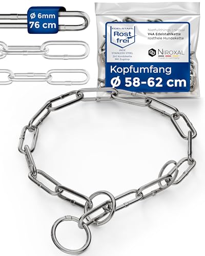 rostfreier Kettenwürger mit Zugstop zum Hundetraining - Hunde Halsband Hundekette aus Edelstahl - langgliedrig 6mm dick - Länge 76cm Hundehalskette mit Zugbegrenzung von NietFullThings