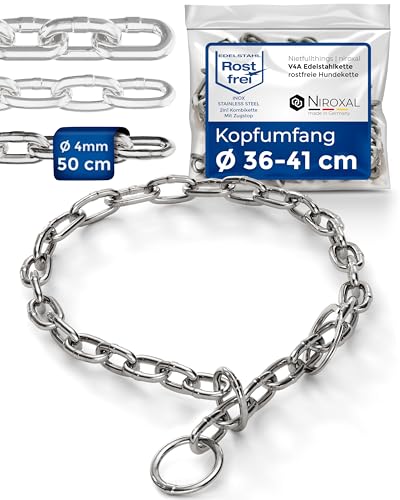 rostfreier Kettenwürger mit Zugstop zum Hundetraining - Hundehalsband Hundekette aus Edelstahl - kurzgliedrig 4mm dick - Länge 50cm Hundehalskette mit Zugbegrenzung von NietFullThings