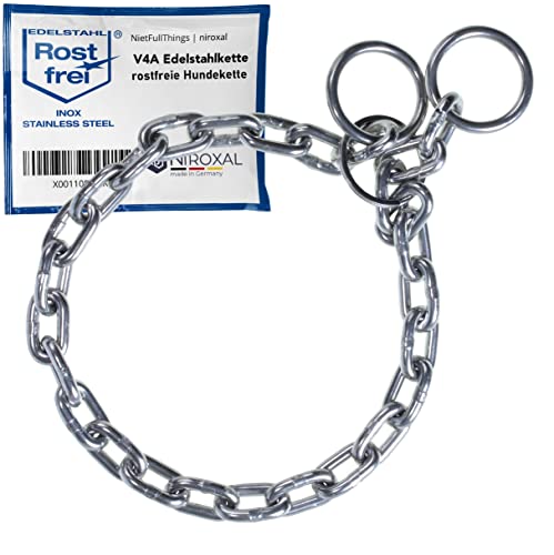 rostfreier Kettenwürger mit Zugstop zum Hundetraining - Hundehalsband Hundekette aus Edelstahl - kurzgliedrig 5mm dick - Länge 55cm Hundehalskette mit Zugbegrenzung von NietFullThings