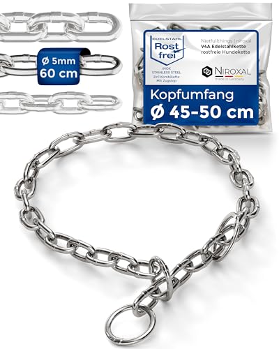 rostfreier Kettenwürger mit Zugstop zum Hundetraining - Hundehalsband Hundekette aus Edelstahl - kurzgliedrig 5mm dick - Länge 60cm Hundehalskette mit Zugbegrenzung von NietFullThings